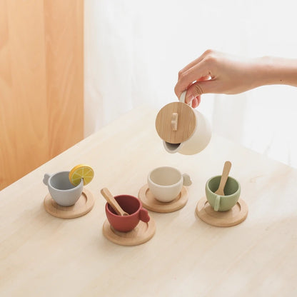Montessori Tea Party Set – Natural Wood & Food Grade Silicone