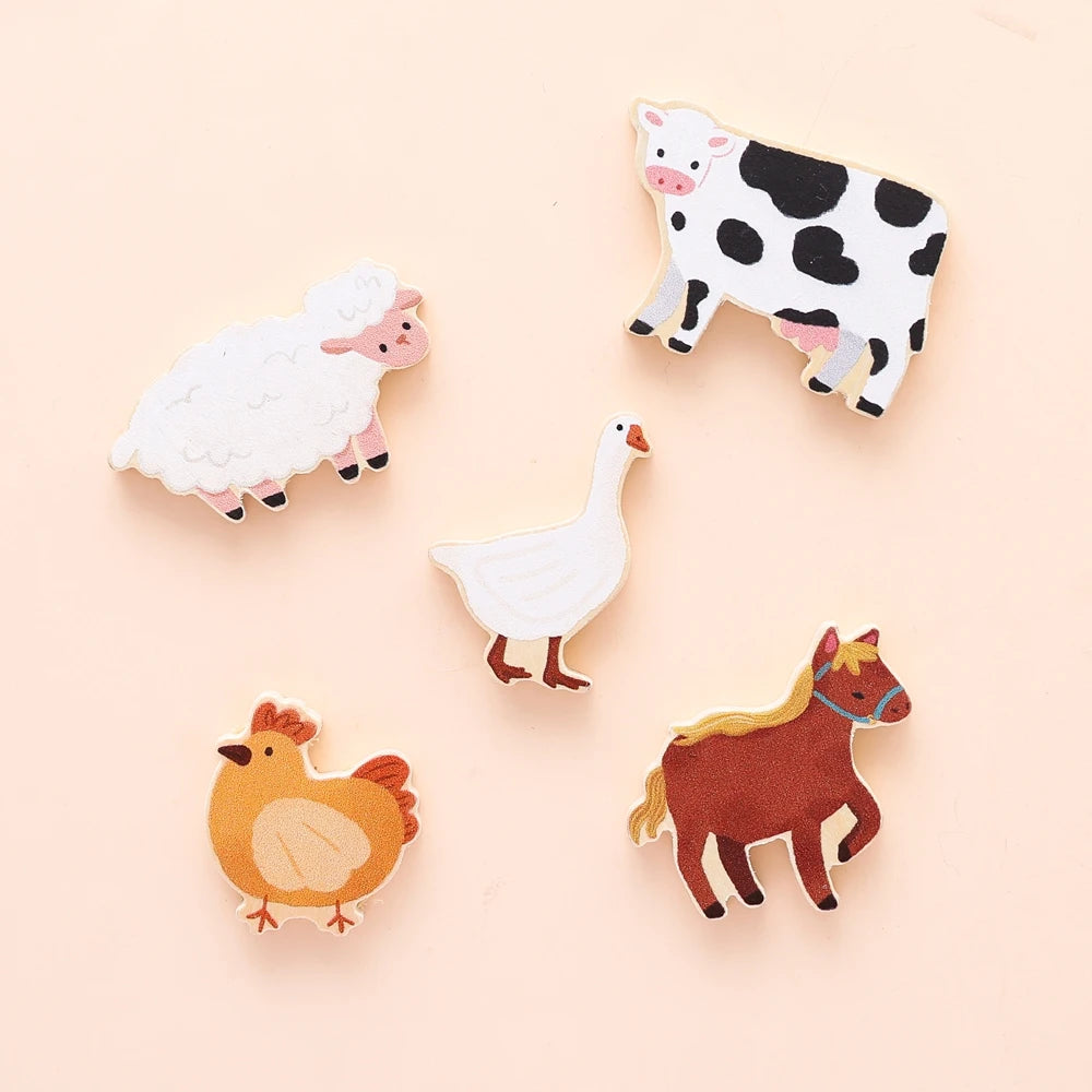 Montessori Wooden Animal & Vehicle Puzzle Set
