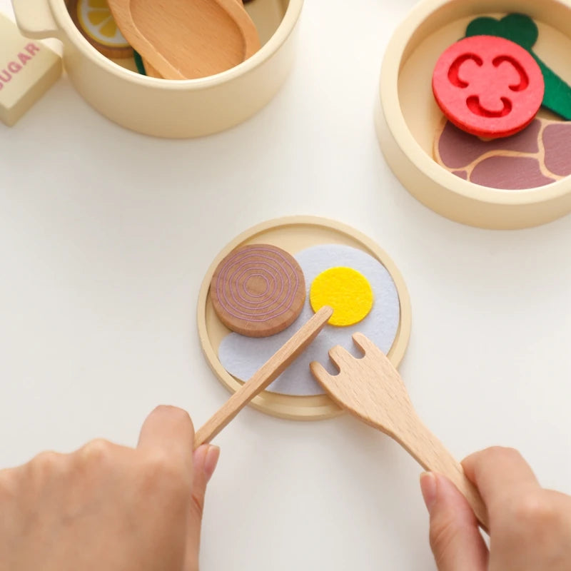 Wooden Kitchen Play Set – Pretend Cooking Toys for Toddlers and Kids