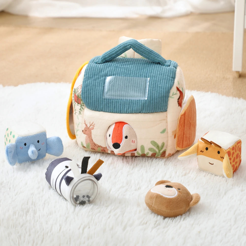 Plush Barn Toy Set with Soft Animals – Montessori Baby Learning Toy