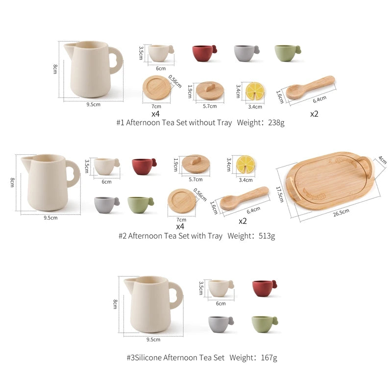Montessori Tea Party Set – Natural Wood & Food Grade Silicone