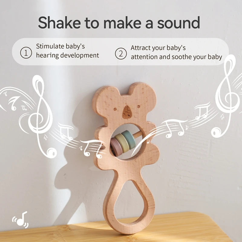 Wooden Montessori Animal Rattle