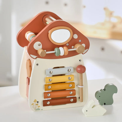 Wooden Mushroom Toy for Toddlers – Montessori Activity Cube