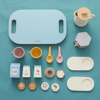 Montessori Wooden Coffee Set with Biscuits – Pretend Play Toy