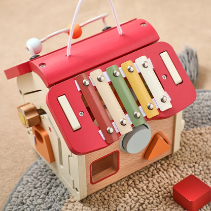 Wooden Montessori Activity House Toy – 7-in-1 Educational Play Center for Toddlers