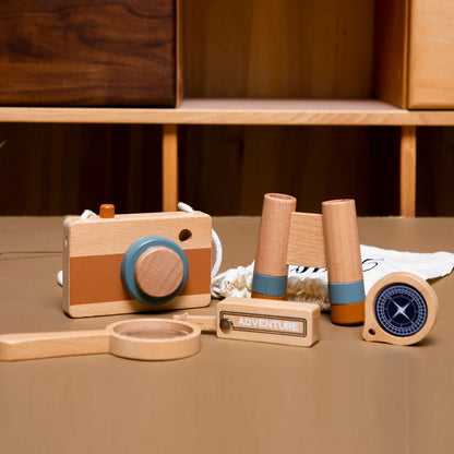 Montessori Wooden Adventure Kids Toy Set – Camera, Compass, Binoculars & More