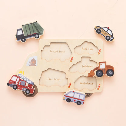 Montessori Wooden Animal & Vehicle Puzzle Set