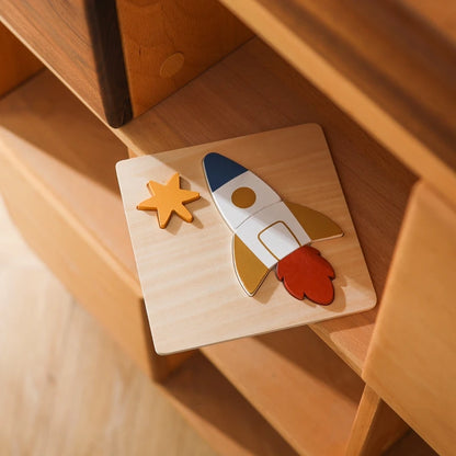 Wooden Space Puzzle Set for Toddlers – Planet, Rocket & Astronaut Educational Toy