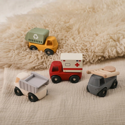 Montessori Toddler Trucks – Silicone Vehicles with Mix & Match Carriages