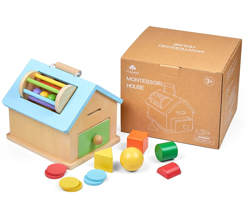 Wooden Montessori Sorting Drum – Colour, Shape & Fine Motor Toddler Learning Toy