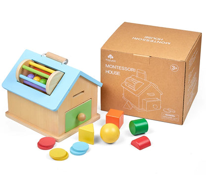 Wooden Montessori Sorting Drum – Colour, Shape & Fine Motor Toddler Learning Toy