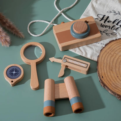 Montessori Wooden Adventure Kids Toy Set – Camera, Compass, Binoculars & More