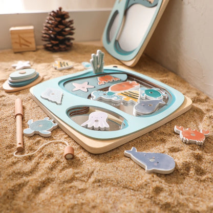 Wooden Montessori Magnetic Fishing Puzzle Toy for Toddlers