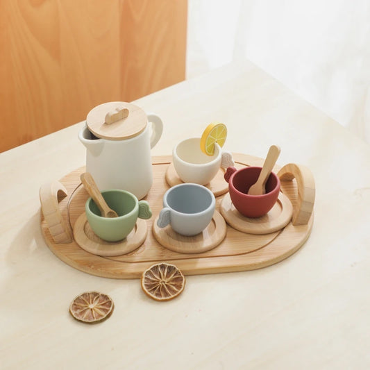 Montessori Tea Party Set – Natural Wood & Food Grade Silicone