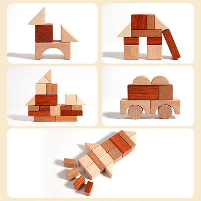 Wooden Natural Building Blocks Set – Montessori Open-Ended Toddler Toy