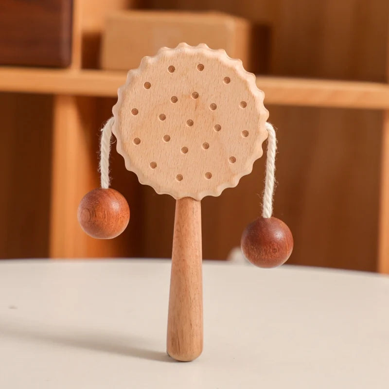 Wooden Biscuit Hand Drum – Montessori Baby Percussion Toy