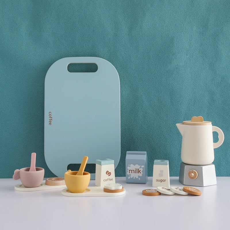 Montessori Wooden Coffee Set with Biscuits – Pretend Play Toy