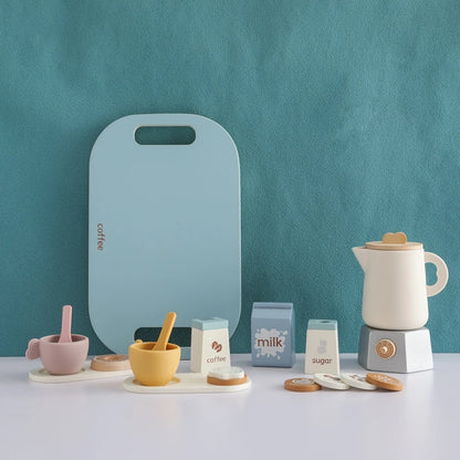 Montessori Wooden Coffee Set with Biscuits – Pretend Play Toy