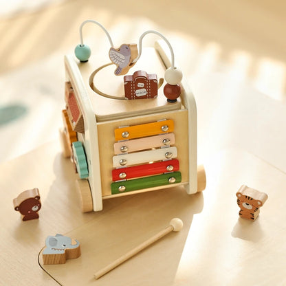 Wooden Montessori Activity Bus  – Sensory and Motor Skills Toddlers
