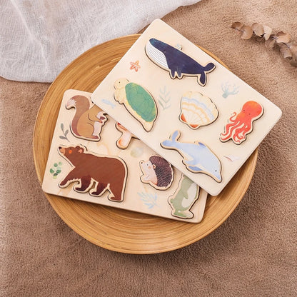 Montessori Wooden Puzzles - Toddler Fine Motor Skills Toy