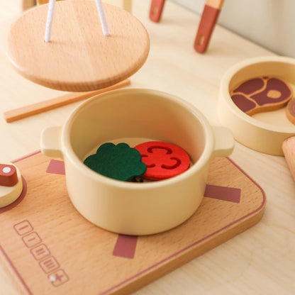 Wooden Kitchen Play Set – Pretend Cooking Toys for Toddlers and Kids