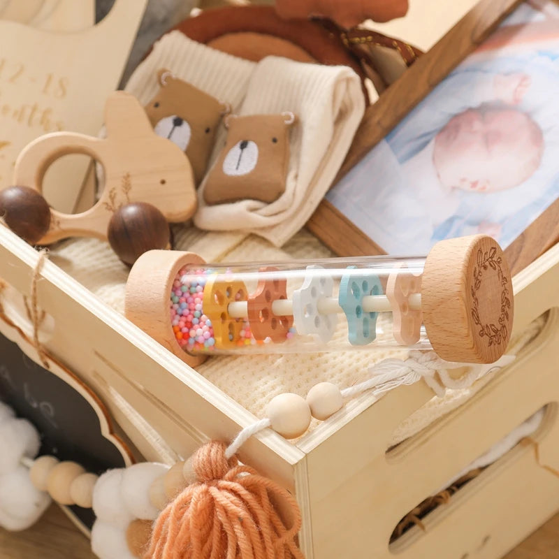 Wooden Rainmaker Toy – Montessori Sensory Shaker for Babies & Toddlers