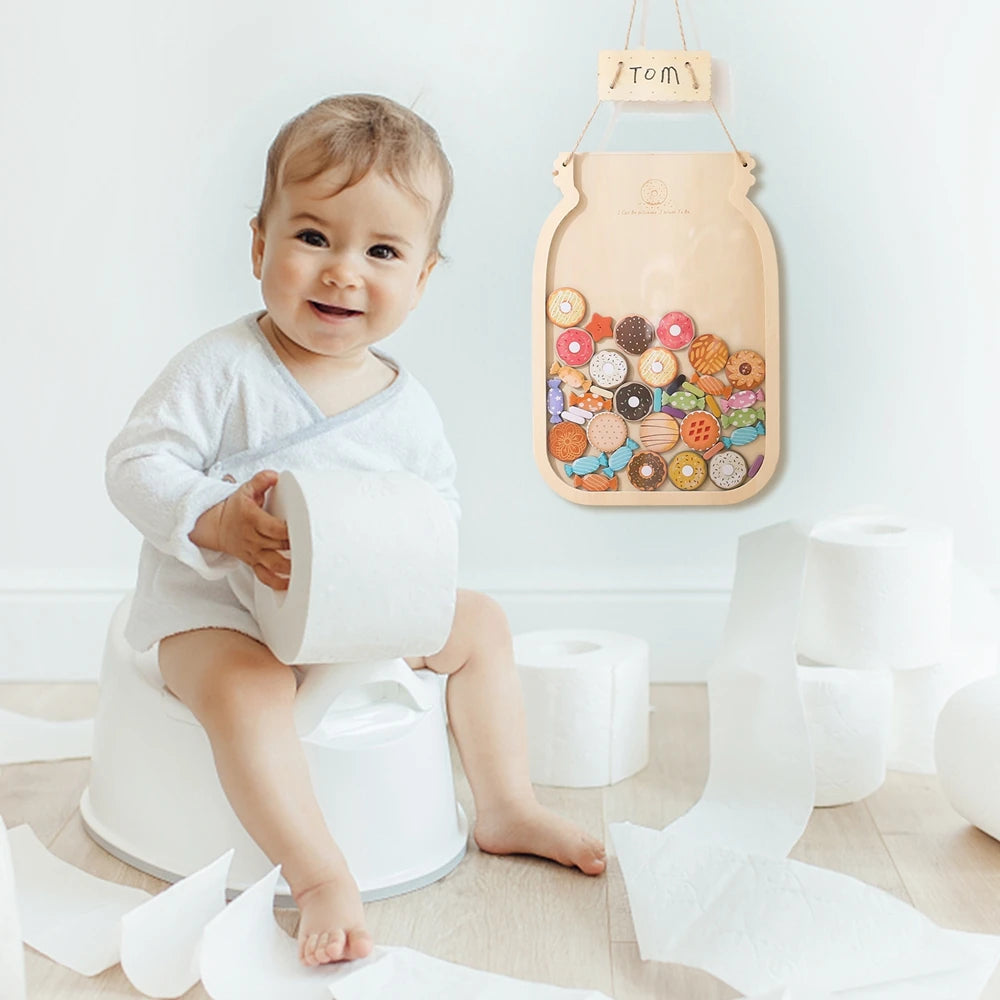 Wooden Reward Jar for Kids – Behavior Chart with Tokens, Habit Tracker & Coupons